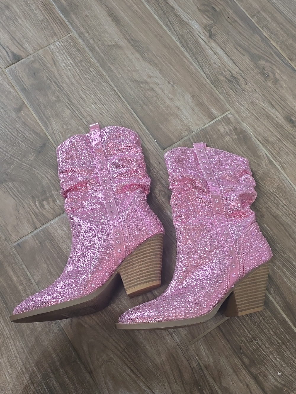 Forever 21 Pink Sequin Western Ankle Boots